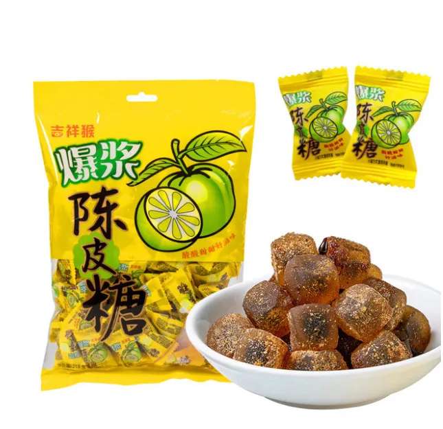 爆浆陈皮软糖 Popping tangerine peel gummy 100g/218g/238g/500g sandwich fruit  flavor gummy tangerine peel flavor casual candy夹心水果味软糖陈皮味休闲糖果 | Lazada