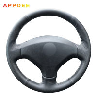 APPDEE Hand-stitched Black Leather Steering Wheel Cover for Peugeot 408 /Peugeot 308