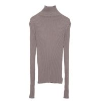 ◕ Ribbed Turtleneck Sweater Cotton Neck Pullover Knitted With Thumb Hole