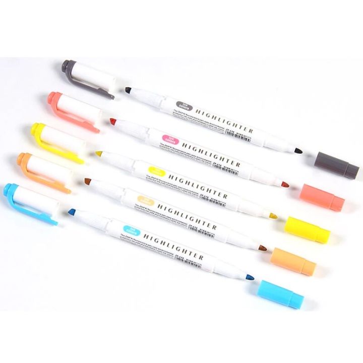 อุปกรณ์ปากกาเน้นข้อความสีอ่อน5สี-กล่องไฟไฮไลท์เครื่องเขียนคู่หัวฟลูออเรสเซนต์
