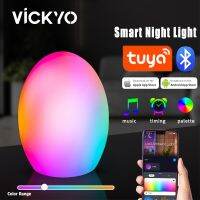 VICKYO LED Smart Night Light For Kids Tuya WiFi Bluetooth Voice Control Music Rhythm Atmosphere Lamp Work With Alexa For Bedroom Night Lights