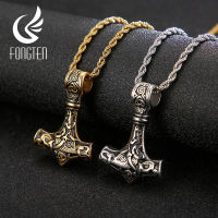 Fongten Viking Amulet Men s Hammer Pendant Necklace Stainless Steel Punk Mjolnir Necklaces