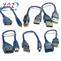 USB cable 30cm printer cable extension cable V3 V8 miniUSB microUSB data and charging cable blue otg