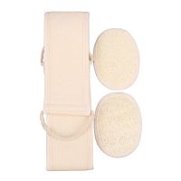 Loofah Exfoliating Back Scrubber For Shower, Double Side Scrubbing Strap, Body Bath Sponge with 100% Natural Luffa, Back Washer for Men and Women (3 pcs a set)