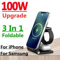 ZZOOI 100W 3 In 1 Wireless Charger Stand for Samsung Apple Watch Airpods Pro  Fast Charging Dock Station For iPhone 14 13 12 11 X XR