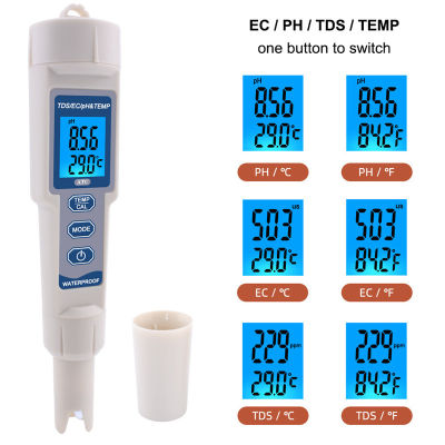 【New release】 4 In 1 Tds/ph/ec/ เครื่องวัดอุณหภูมิ PH-3508ที่มีแสงไฟกันน้ำดิจิตอลทดสอบคุณภาพน้ำ48% ปิด