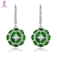 Lohaspie เครื่องประดับจริง3กะรัตธรรมชาติ Chrome Diopside Drop ต่างหู Solid Sterling Silver 925 Drop ต่างหูอัญมณีสีเขียวต่างหูสำหรับเครื่องประดับสตรีของขวัญ