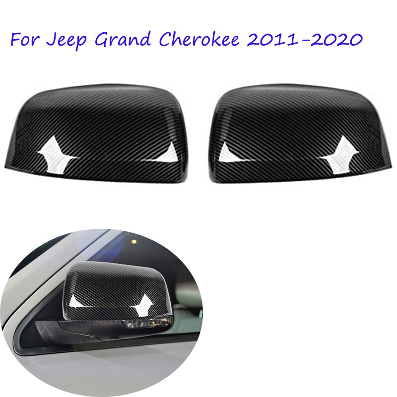 Carbon Fiber ABS Rear-View Mirror Cover Trim For Jeep Grand Cherokee 2011-2020