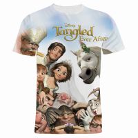 2021 New Summer Children T-shirts Disney Tangled Ever After 3D Print Women Tee Shhirt Casual Cartoon Anime Men Clothing