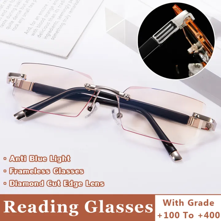 Frameless Reading Glasses Anti Blue Light Presbyopia Glasses For Women