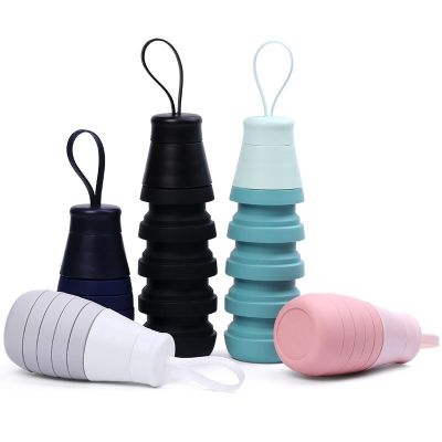 ✉  Outdoor large-capacity water cup high temperature resistant fitness space anti-drop sports this foldable telescopic silicone kettle