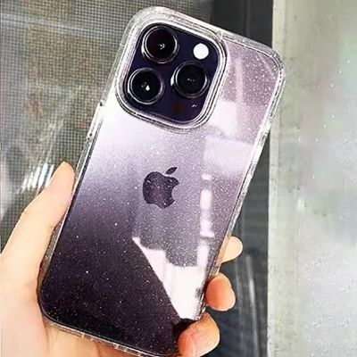 Fashion Glitter Bling Transparent Case For iPhone 14 13 12 11 Pro Max Mini X XS Max XR 7 8 Plus SE 2020 Silicone Acrylic Cover