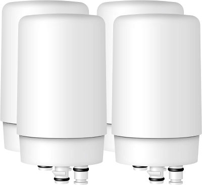 AQUA CREST Faucet Filter Replacement, Replacement for Brita Faucet Filter, Brita 36311 On Tap Water Filtration System, Brita FR-200, FF-100 Replacement Filter, White (Pack of 4)