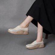 Giày Đế Thuyền Cho Nữ Da Phong Cách Hàn Quốc Giày Sneaker Kiểu Dáng Chắc