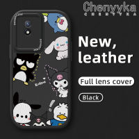 Chenyyka เคสสำหรับ VIVO Y02 Y11 Y02A 2023 Y01 Y11S Y30G การ์ตูนน่ารักลาย Hello Kitty Kuromi เคสโทรศัพท์หนังแฟชั่นใหม่กันกระแทกเคสเต็มเลนส์เคสป้องกันกล้อง