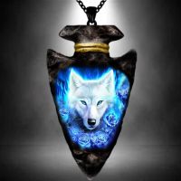 Fashion Men Animal Sticker Rose Wolf Head Pendant Necklace Hip Hop Punk Necklace for Men Stainless Steel Jewelry Men Party Gift Fashion Chain Necklace