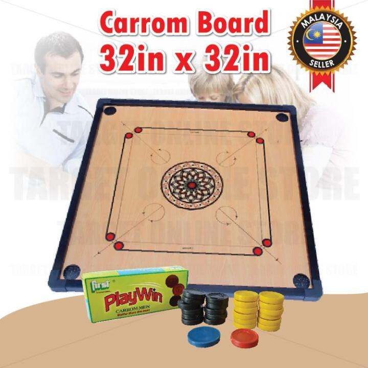 (Big) Wooden Carrom Board Striker Games Papan Karom With Checker/Papan ...