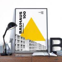 โปสเตอร์นิทรรศการ Bauhaus สไตล์สถาปัตยกรรมเยอรมัน Walter Gropius ผ้าใบตกแต่งพิมพ์ Gift