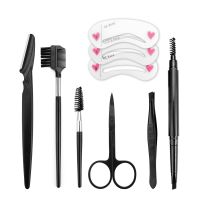 9pcs Black Eyebrow Trimming Set Eyebrow Shaping Tools Kit Brow s Tweezers Set