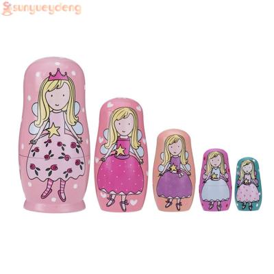 5ชั้นตุ๊กตาแม่ลูกดกของรัสเซียสาว Matryoshka Hand-ทาสีไม้งานฝีมือ