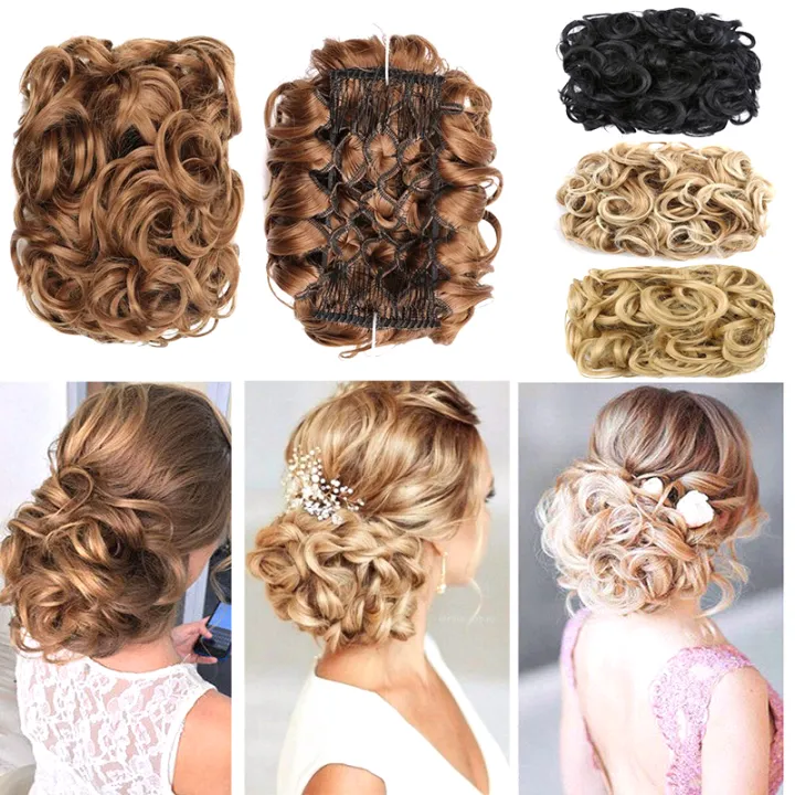 Comb Clip In Curly Hair Extension Synthetic Hair Pieces Chignon Women Updo Cover Hairpiece