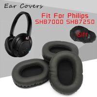 {เครื่องเล่นเสียง} จุกหูฟังสำหรับ Philips SHB7000 SHB7250แผ่นรองหูฟังอะไหล่ชุดหูฟังแผ่นรองหูโฟมฟองน้ำหนัง PU