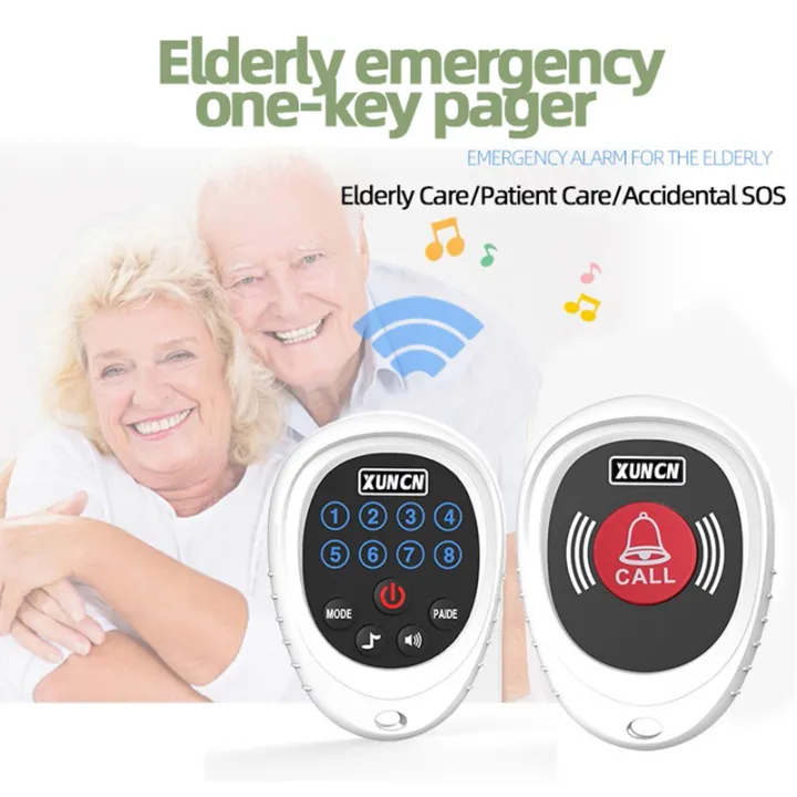 Caregiver Pager 2 Wireless Call Buttons For Elderly Monitoring SOS Alert System
