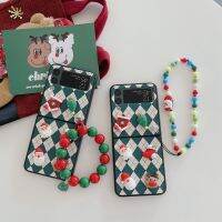 เคสโทรศัพท์มือถือ ป้องกัน แบบพับได้ ลายคริสต์มาส พร้อมสายคล้องมือ สําหรับ Samsung Zflip4 Huawei P50 Zflip3 Flod4