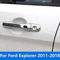 สำหรับ Ford Explorer 2011-2015 2016 2017 2018ประตูด้านข้างโครเมี่ยมป้องกันขอบฝาครอบที่จับฝาครอบสติกเกอร์อุปกรณ์เสริมแต่งรถ