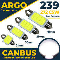 239 272 Car Led Number Plate Light Bulbs C5W Festoon Cob White 31 36 39 41mm 12v