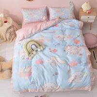 Kawaii Cartoon Sanrios Cinnamoroll (Pillowcasexsheetxquilt Cover)Anime Soft Student Dormitory Bedroom 3 Piece Set Girls Gifts