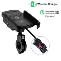 รถจักรยานยนต์ Wireless Charger ด้านหลังกระจก Mount รองรับ QC3.0พร้อม USB Fast Charging สำหรับศัพท์มือถือที่วางสมาร์ทโฟน Handlebar