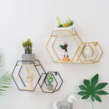 Gold Metal Wall Shoe Rack Shelf 