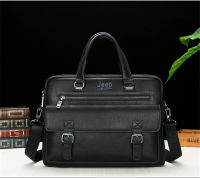 JEEP BULUO Mens Briefcase Bags For 14" Laptop Man Business Shoulder Bag Handbags High Quality Leather Office Black Fashion