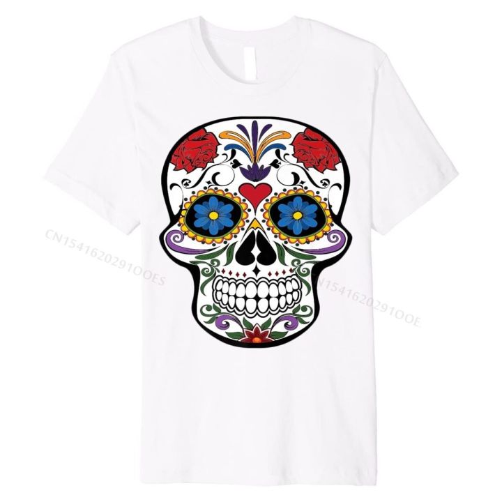 skull-and-roses-halloween-premium-t-shirt-cotton-slim-fit-tops-amp-tees-faddish-youth-t-shirts-summer