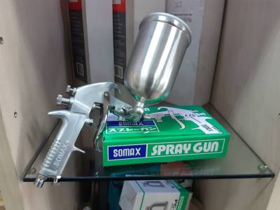 SOMAX Spray Gun  400ML 1.5 MM model. F75  กาหงาย พ่นสี F75  รู หัวพ่นขนาด 1.5 MM  ความดันลม  5.0 Kg/ Cm  รุ่น SOMAX F75 ยี่ห้อ โซแม็ก ตัวแทนจำหน่ายอย่างเป็นทางการ