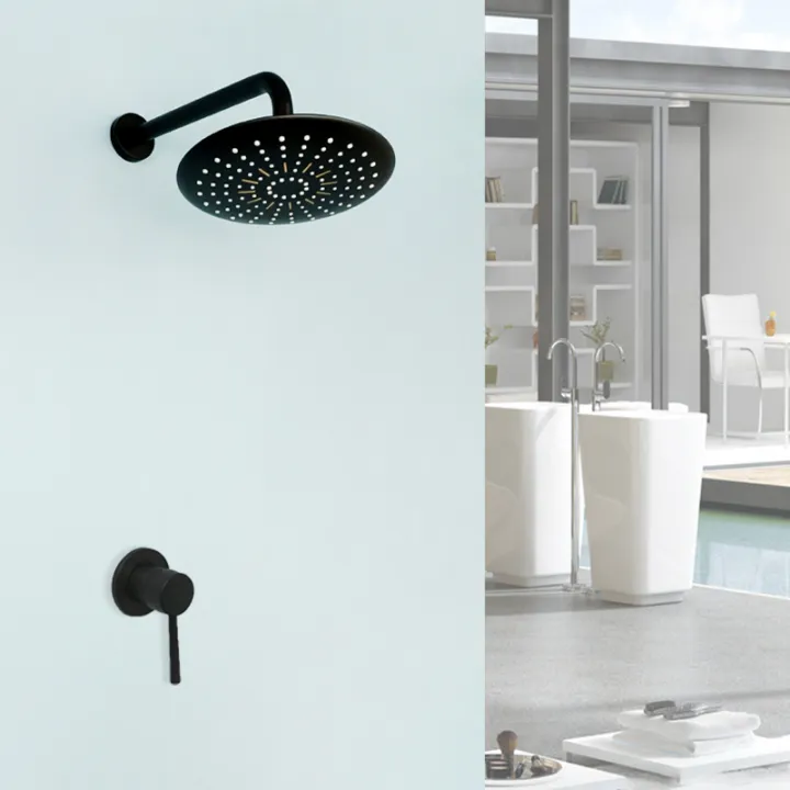 Bathroom Faucet Matte Black Rain Shower Head Faucet Wall Top Ceiling