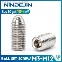 NINDEJIN 2/5/10/15pcs Hex Hexagon Socket Ball Domed Point Set Screws Metric Spring Plunger Screw Stainless Steel M3-M12