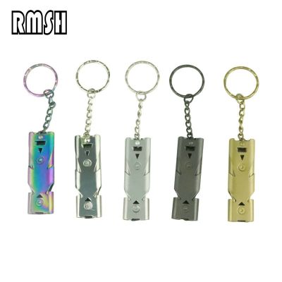 Multifunctional Double Tube Survival Whistle Portable Stainless Steel Keychain Outdoor Tools Training Whistle for Camping Hiking Survival kits