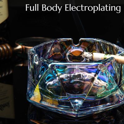 hot！【DT】✤  Octagonal Ins Glass Ashtray Room Office Personality Trend Anti-flying High-end