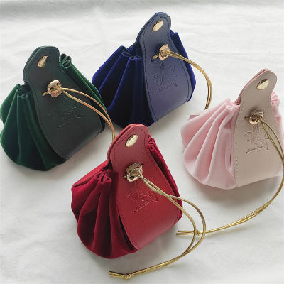【cw】New Solid Color Flannel Leather Gift Bag with Drawstring Candy Cosmetic Packaging Bags for Wedding Favors Party Decoration