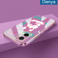 เคส Dienya สำหรับ A96 OPPO A76 A57 A77 2022 A77s A57s A57e การ์ตูนน่ารักดีโชคดีลวดลายใหม่ขอบชุบสี่เหลี่ยมนุ่มซิลิก้าเจลกันกระแทกเคสมือถือรวมเลนส์กล้องถ่ายรูปฝาครอบป้องกัน