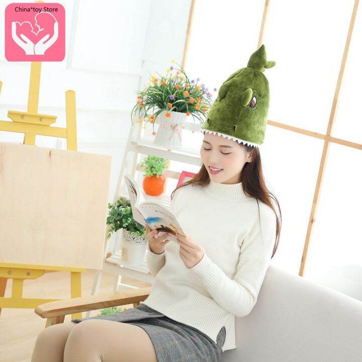 hot-selling-conical-dinosaur-headgear-hat-plush-toy-doll-cartoon-cute-hat-clothing-accessories-pp-cotton