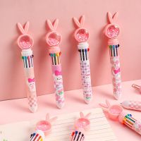Kawaii Cartoon Pink Rabbit 10 Colors Mechanical Gel Ink Pens Cute School Office Writing Supplies Accessories Gift Prizes Kids Pens