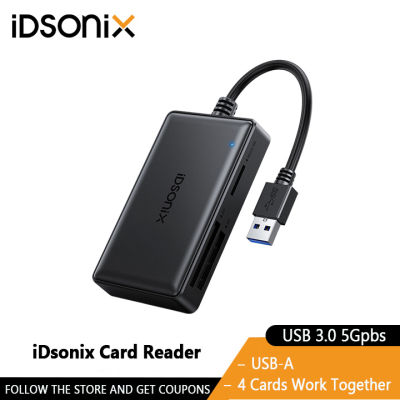 IDsonix การ์ดรีดเดอร์ SD 4 In 1 USB 3.0การ์ดความจำ CF MS อะแดปเตอร์เมมโมรี่การ์ด5Gbps อ่านเขียนพร้อมกันสำหรับ SD SDXC SDHC CF CFI TF Micro SD Micro SDXC Micro SDHC MS MMC การ์ด UHS-I สำหรับวินโดวส์แม็ค OS Linux
