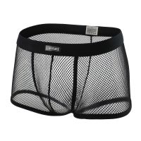 【YF】๑♦  CLEVER-MENMODE Mesh Men See Through Transparent Low Waist Nightwear Shorts Boxershorts Underpants