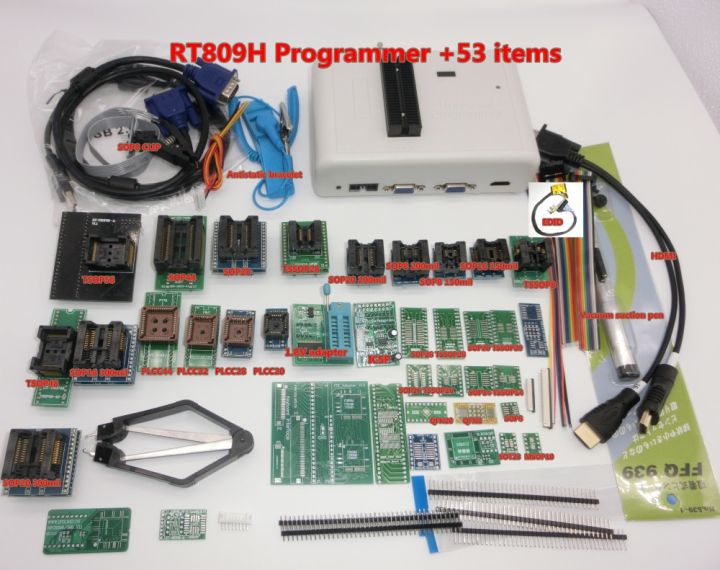 100% Original RT809H Universal Programmer EMMC-Nand FLASH Programmer +53 Items +TSOP56 TSOP48 EDID Cable VGA to HDMI + SOP8