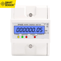 Smart Sensor มิเตอร์วัดพลังงานไฟฟ้า3เฟส4สาย,มิเตอร์วัดพลังงานไฟฟ้า220/380V 5-80A การใช้พลังงานติดตั้งราง DIN มิเตอร์ไฟฟ้าดิจิตอลพร้อมจอแสดงผลไฟหลังจอ LCD