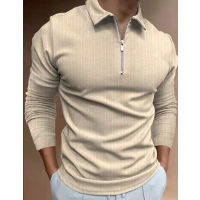 2021 New Fashion Long-Sleeved Top Leisure Zipper Lapel Spring And Autumn Mens Polo Shirt Fashion Mens Stripe Long-Sleeved Top