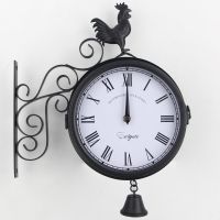 [COD] European-style iron clock home creative personality double-sided wall living room retro hanging simple watch